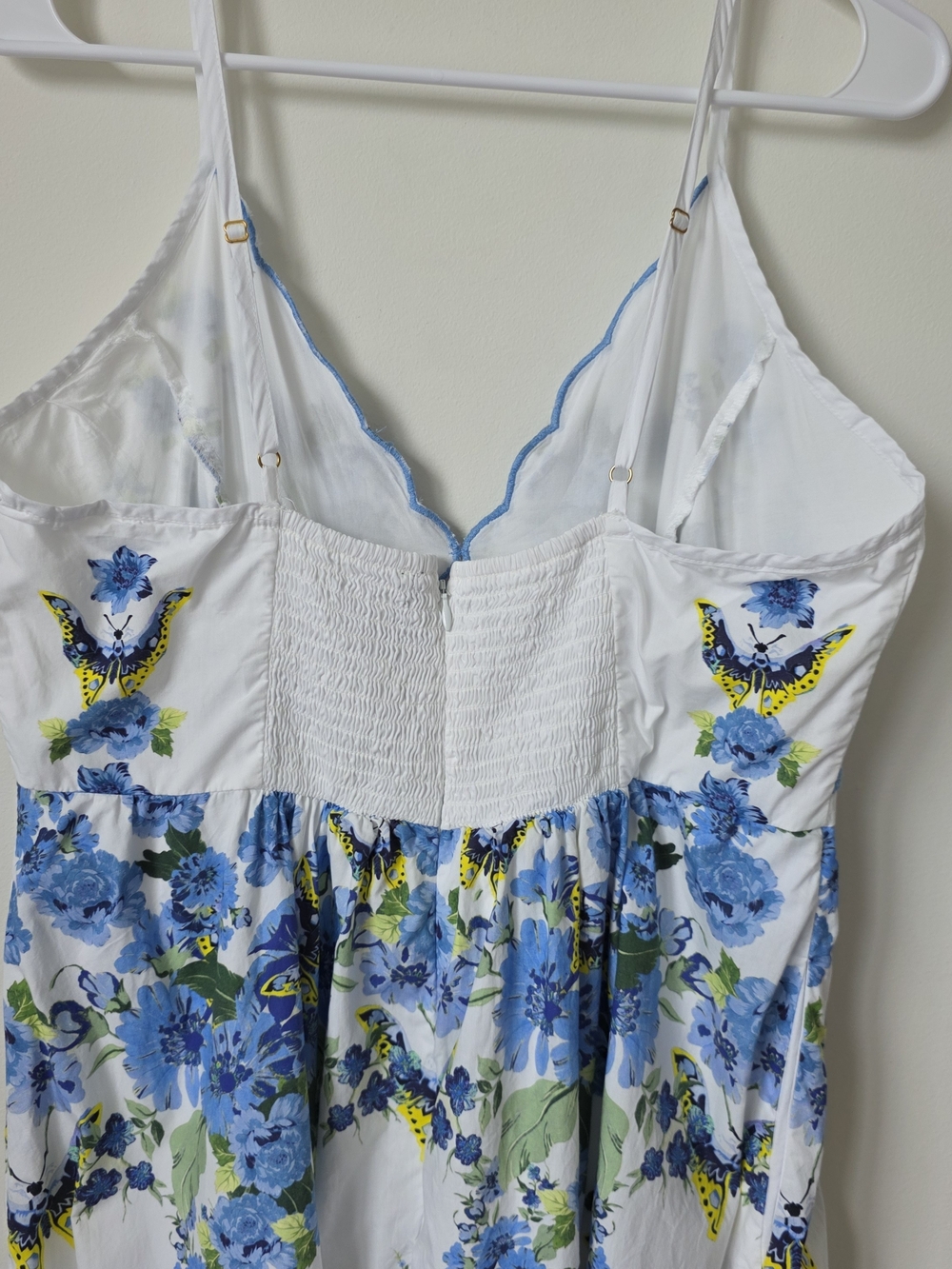 By Anthropologie Cotton Scalloped Midi Dress Floral Butterfly Preppy Size M - Picture 8 of 16